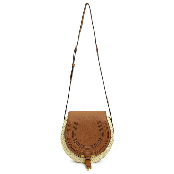 Chloe Marcie basket crossbody bag raffia Tan - Picture 7 of 9